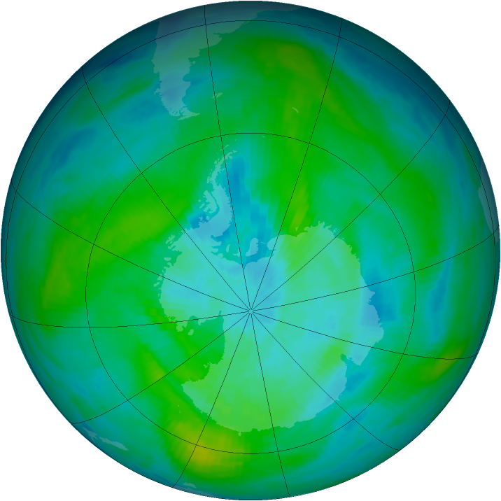 Antarctic ozone map for 13 March 1983